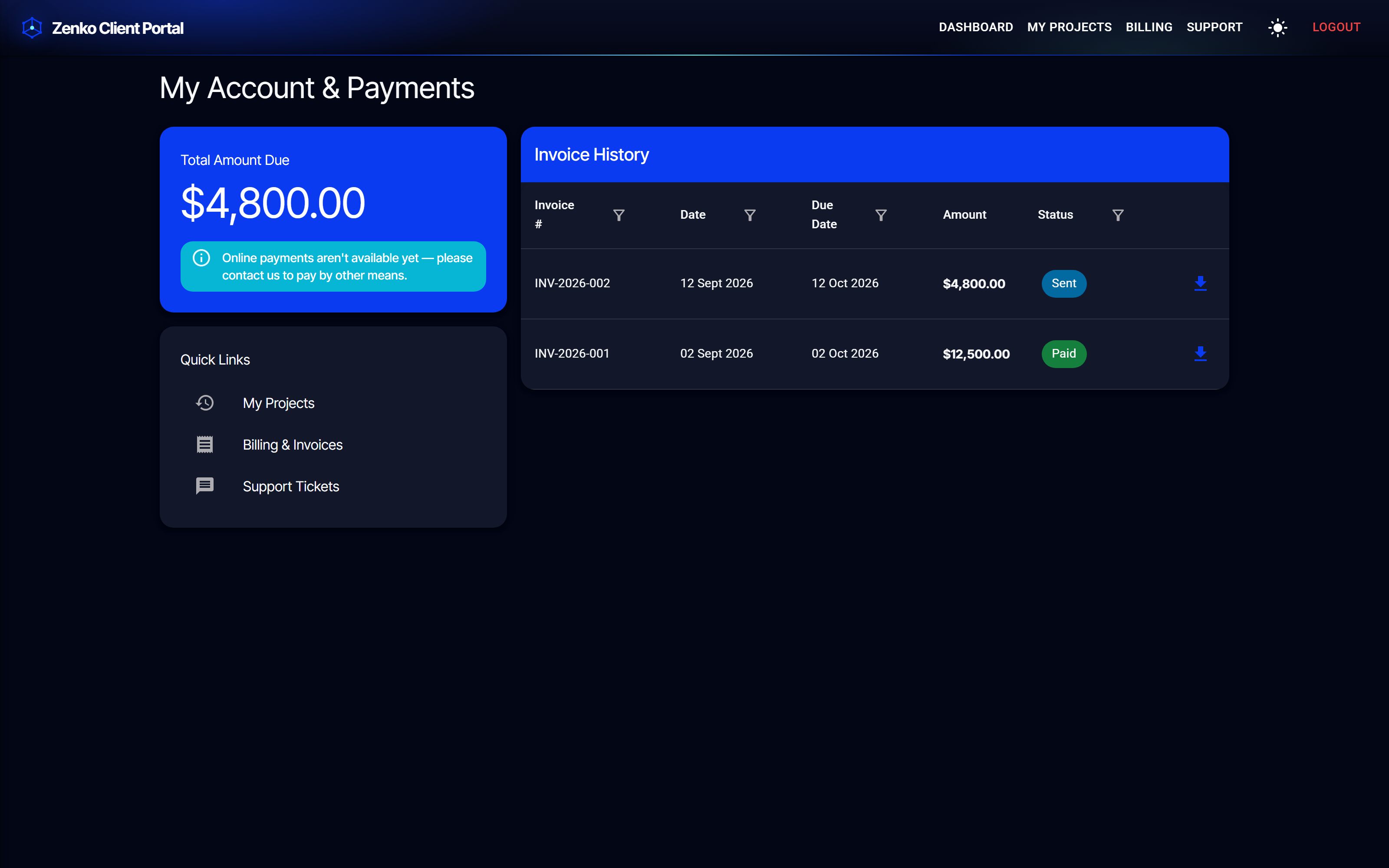 Invoices paid in a click (dark)