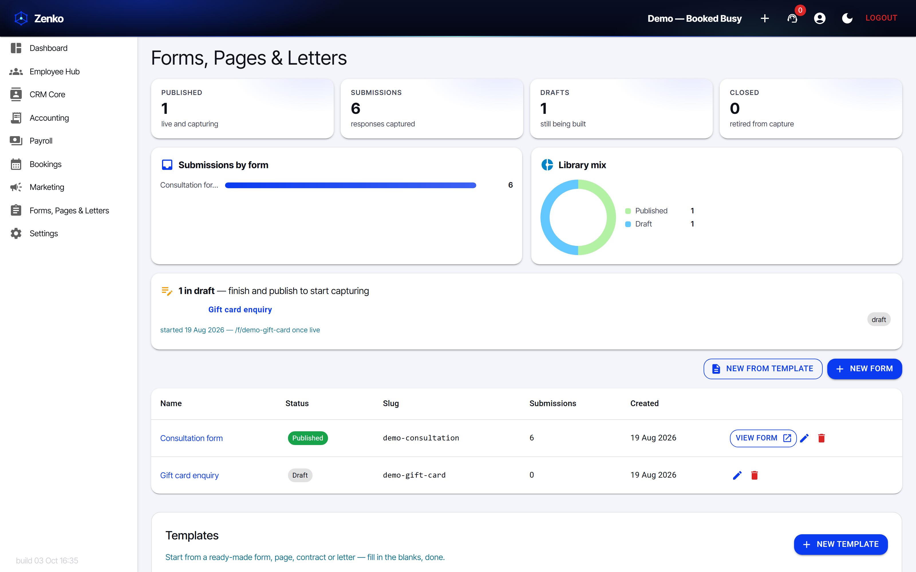 Forms, Pages & Letters in action (light)