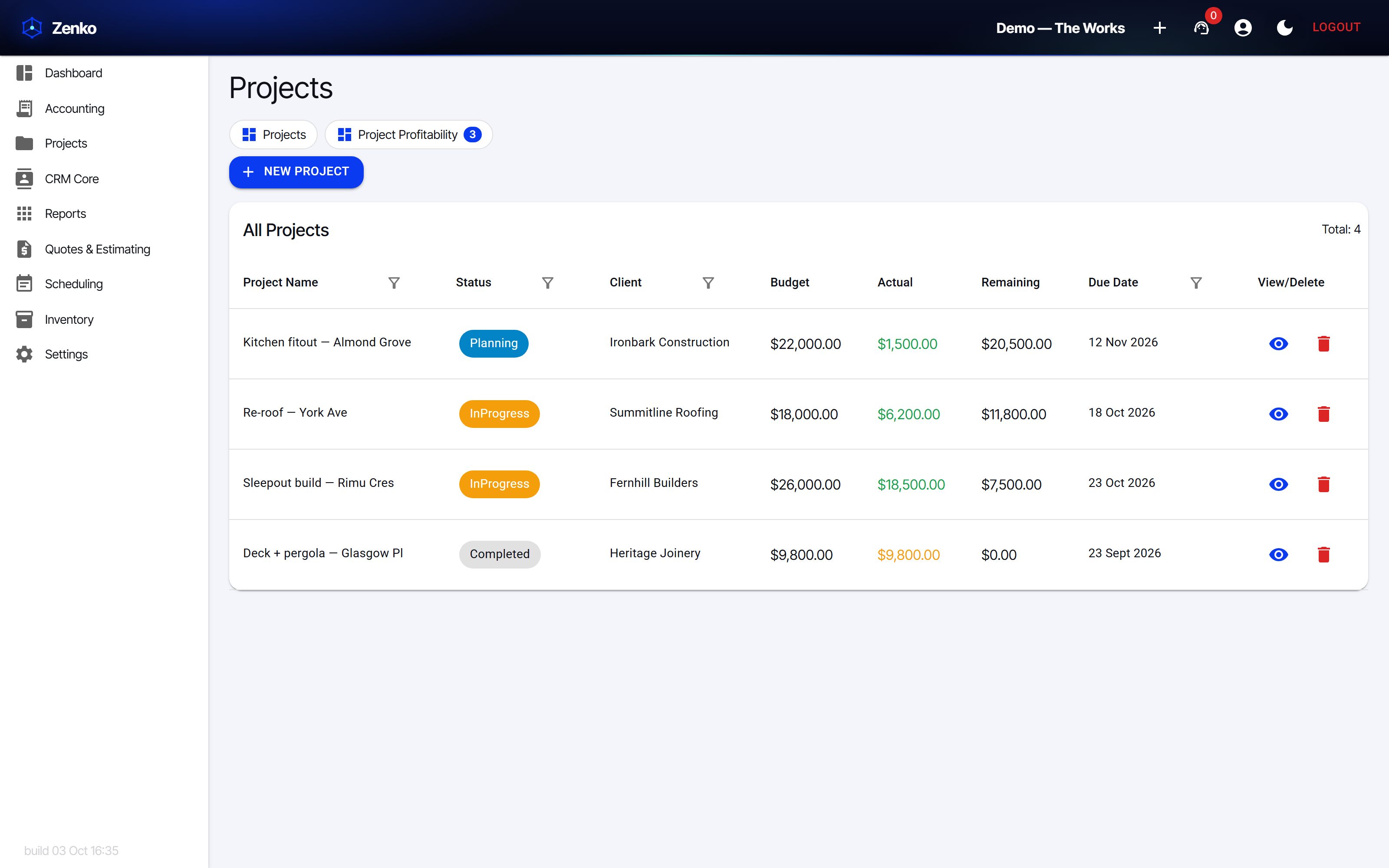 Every job on one screen (light)